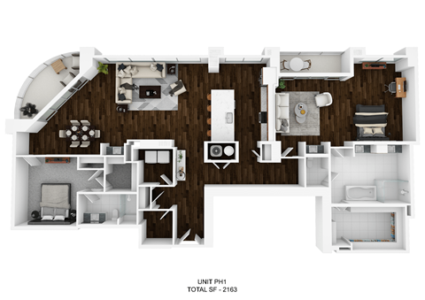 the 1122 square foot floor plan has a bedroom and a living room